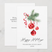 Elegant kerstornament Corporate Greeting Feestdagenkaart (Voorkant / Achterkant)