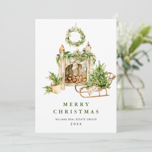 Elegant kerstornament Corporate Greeting Feestdagenkaart (Staand voorkant)