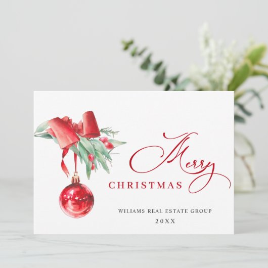 Elegant kerstornament Corporate Greeting Feestdagenkaart (Staand voorkant)