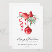 Elegant kerstornament Corporate Greeting Feestdagenkaart (Voorkant / Achterkant)