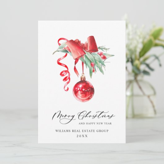 Elegant kerstornament Corporate Greeting Feestdagenkaart (Staand voorkant)