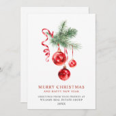 Elegant kerstornament Corporate Greeting Feestdagenkaart (Voorkant / Achterkant)