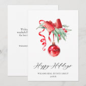 Elegant kerstornament Corporate Greeting Feestdagenkaart (Voorkant / Achterkant)