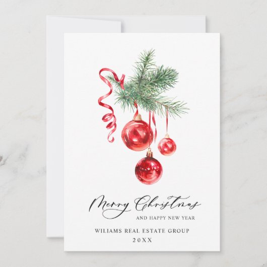 Elegant kerstornament Corporate Greeting Feestdagenkaart (Voorkant)