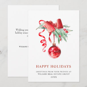 Elegant kerstornament Corporate Greeting Feestdagenkaart