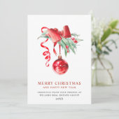 Elegant kerstornament Corporate Greeting Feestdagenkaart (Staand voorkant)