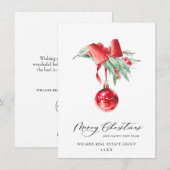 Elegant kerstornament Corporate Greeting Feestdagenkaart (Voorkant / Achterkant)