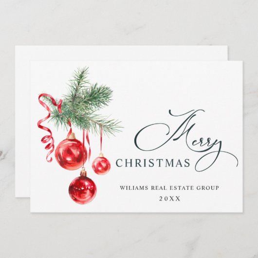 Elegant kerstornament Corporate Greeting Feestdagenkaart (Voorkant / Achterkant)