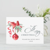 Elegant kerstornament Corporate Greeting Feestdagenkaart (Staand voorkant)