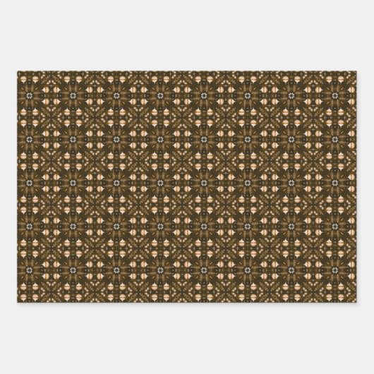 Elegant kerstornament & Mandala patroon bruin Inpakpapier Vel (Voorkant 3)