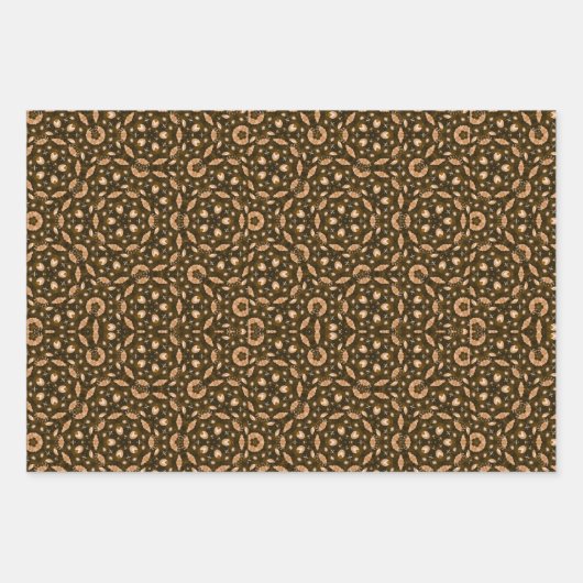 Elegant kerstornament & Mandala patroon bruin Inpakpapier Vel (Voorkant 2)