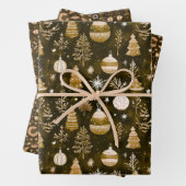 Elegant kerstornament & Mandala patroon bruin Inpakpapier Vel (In situ)