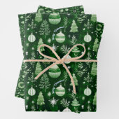 Elegant kerstornament & Mandala patroon groen Inpakpapier Vel (In situ)