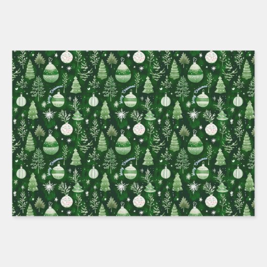 Elegant kerstornament & Mandala patroon groen Inpakpapier Vel (Voorkant)