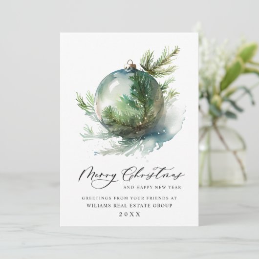 Elegant kerstornament zakelijke begroeting feestdagenkaart (Staand voorkant)