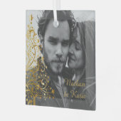 Elegant kerstpaar - Aangepaste foto Glas Ornament (Voorkant links)