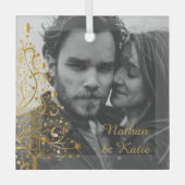 Elegant kerstpaar - Aangepaste foto Glas Ornament (Voorkant)