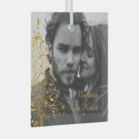 Elegant kerstpaar - Aangepaste foto Glas Ornament (Voorkant Rechts)