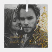 Elegant kerstpaar - Aangepaste foto Glas Ornament (Achterkant)