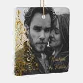 Elegant kerstpaar - Aangepaste foto Keramisch Ornament (Rechts)