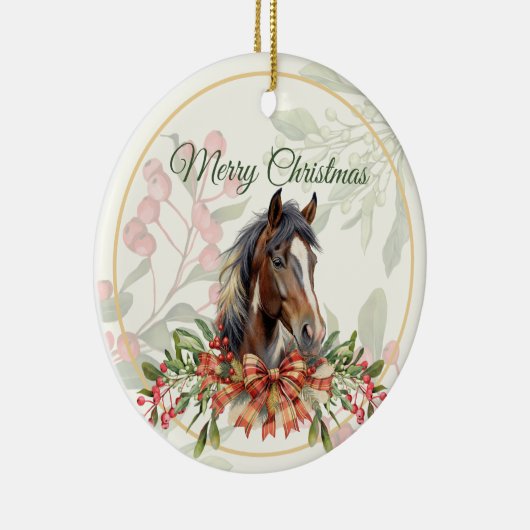 Elegant kerstpaard keramisch ornament (Rechts)