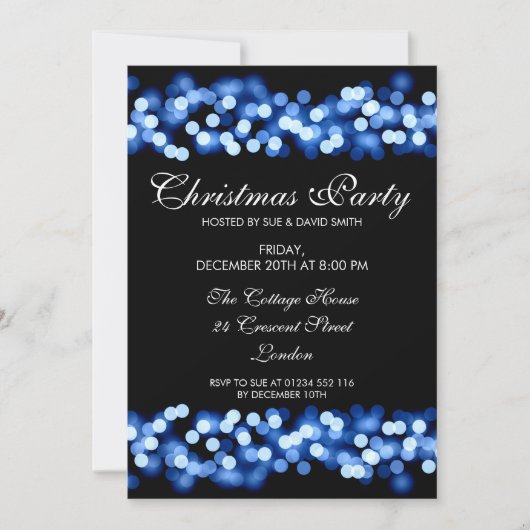 Elegant kerstparty Blue Hollywood Glam Kaart (Voorkant)