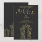 Elegant Kerstparty Cadeau Uitwisseling in Houtskoo Kaart (Voorkant / Achterkant)