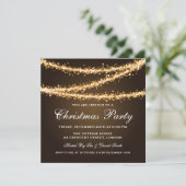 Elegant kerstparty Gold String-lampjes Kaart (Staand voorkant)