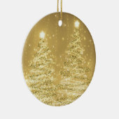 Elegant kerstparty mousserende bomen Gold Keramisch Ornament (Rechts)