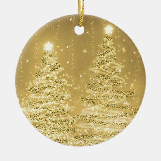 Elegant kerstparty mousserende bomen Gold Keramisch Ornament (Voorkant)