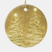 Elegant kerstparty mousserende bomen Gold Keramisch Ornament (Achterkant)