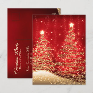 Elegant kerstparty mousserende bomen Red Invita Briefkaart