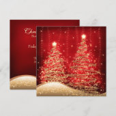 Elegant kerstparty mousserende bomen rood kaart (Voorkant / Achterkant)