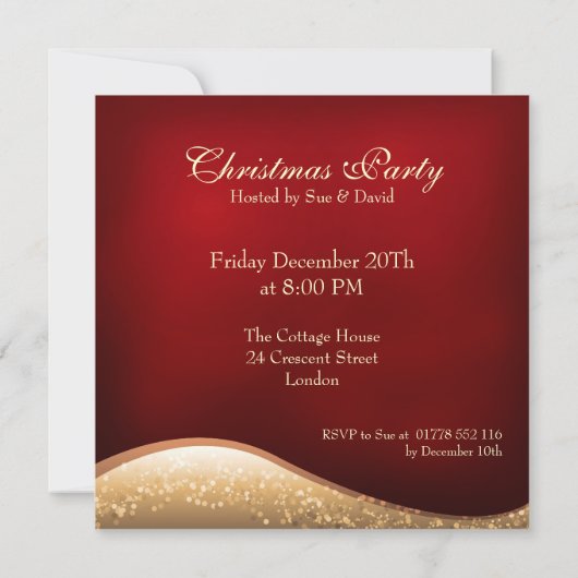 Elegant kerstparty mousserende bomen rood kaart (Achterkant)