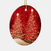 Elegant kerstparty mousserende bomen rood keramisch ornament (Rechts)