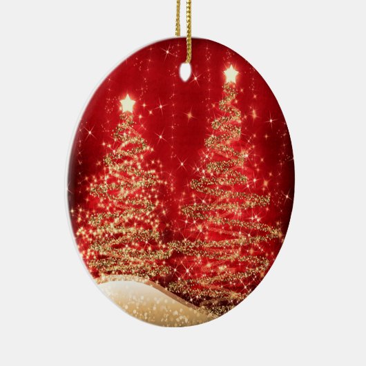 Elegant kerstparty mousserende bomen rood keramisch ornament (Rechts)