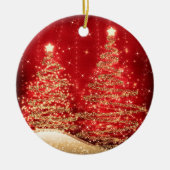 Elegant kerstparty mousserende bomen rood keramisch ornament (Voorkant)