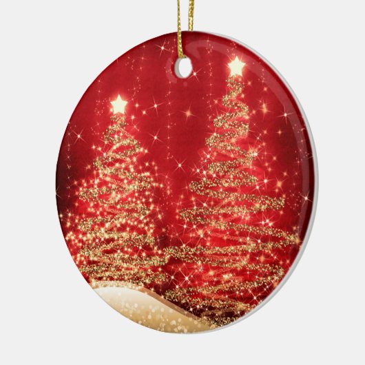 Elegant kerstparty mousserende bomen rood keramisch ornament (Links)