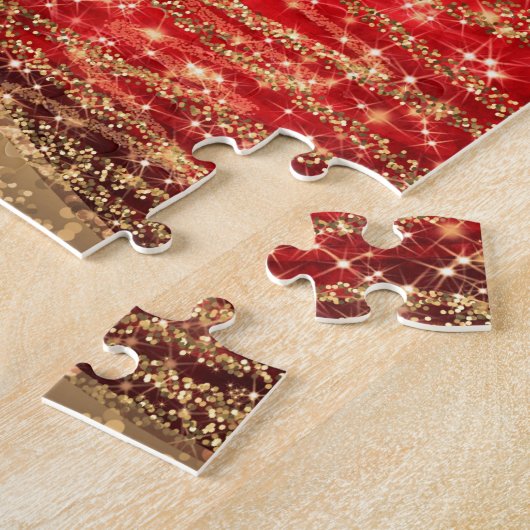 Elegant kerstparty mousserende bomen rood legpuzzel (Zijkant)