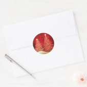 Elegant kerstparty mousserende bomen rood ronde sticker (Envelop)