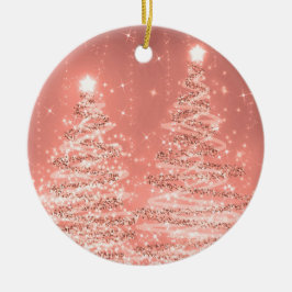 Elegant kerstparty mousserende bomen Roos Gold Keramisch Ornament