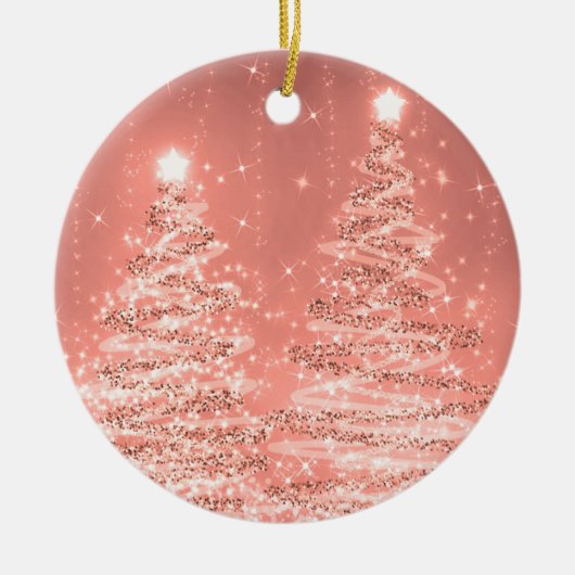 Elegant kerstparty mousserende bomen Roos Gold Keramisch Ornament (Voorkant)