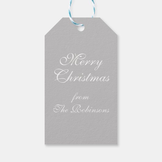 Elegant kerstparty mousserende bomen zilver cadeaulabel (Achterkant)