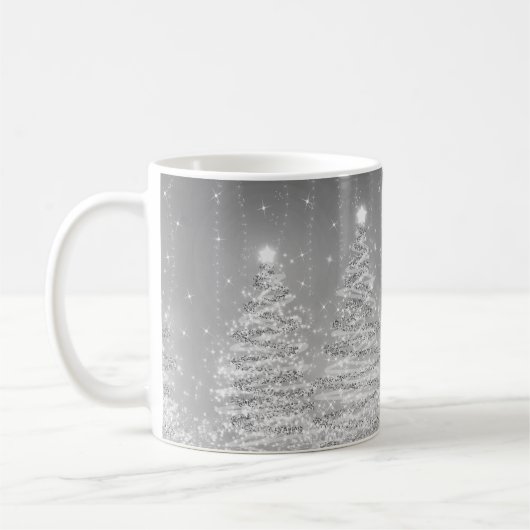 Elegant kerstparty mousserende bomen zilver koffiemok (Links)