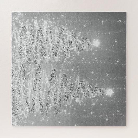 Elegant kerstparty mousserende bomen zilver legpuzzel (Horizontaal)