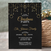 Elegant KERSTPARTY Zwart Goud Glitterende Sterren Kaart