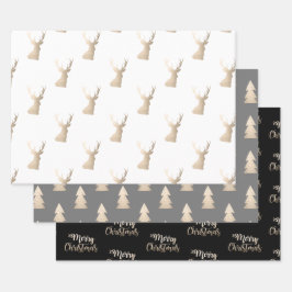 Elegant kerstpatronen voor kopergoud inpakpapier vel