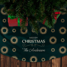 Elegant kerstpatroon Abstract gouden bloemen Kerstboom Rok