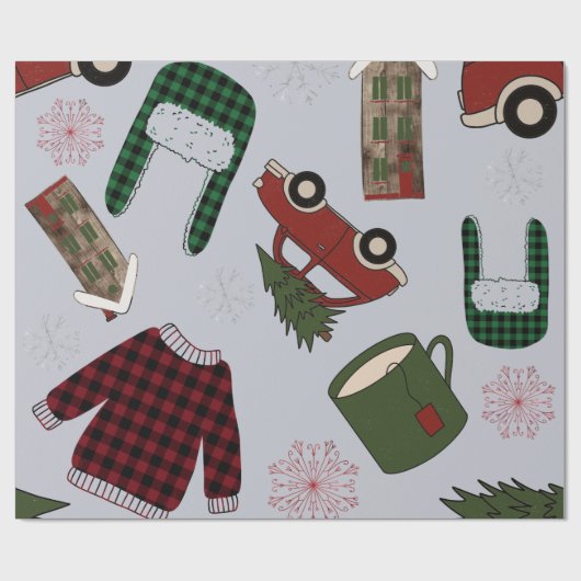 Elegant kerstpatroon cadeaupapier (Vlak)