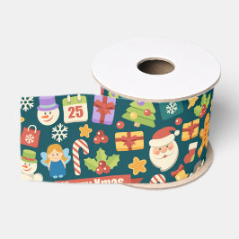 Elegant Kerstpatroon- Merry Christmas Design Grosgrain Lint